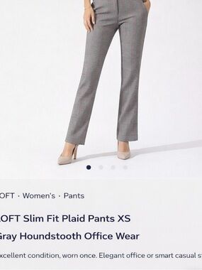 LOFT Slim Fit Bootcut Pants – Size 0 | Black/White/Red Houndstooth